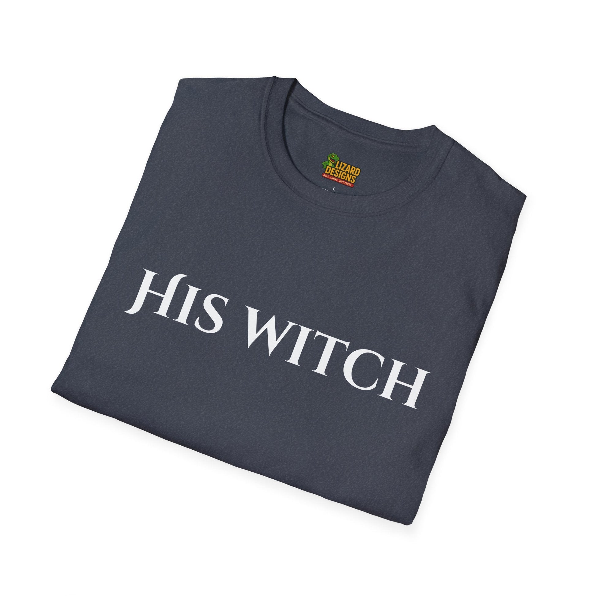 His Witch Halloween Shirt – Matching Couples Tee | Spooky Season Apparel – Heather Navy T-Shirt for Anniversary Gift (46 view)