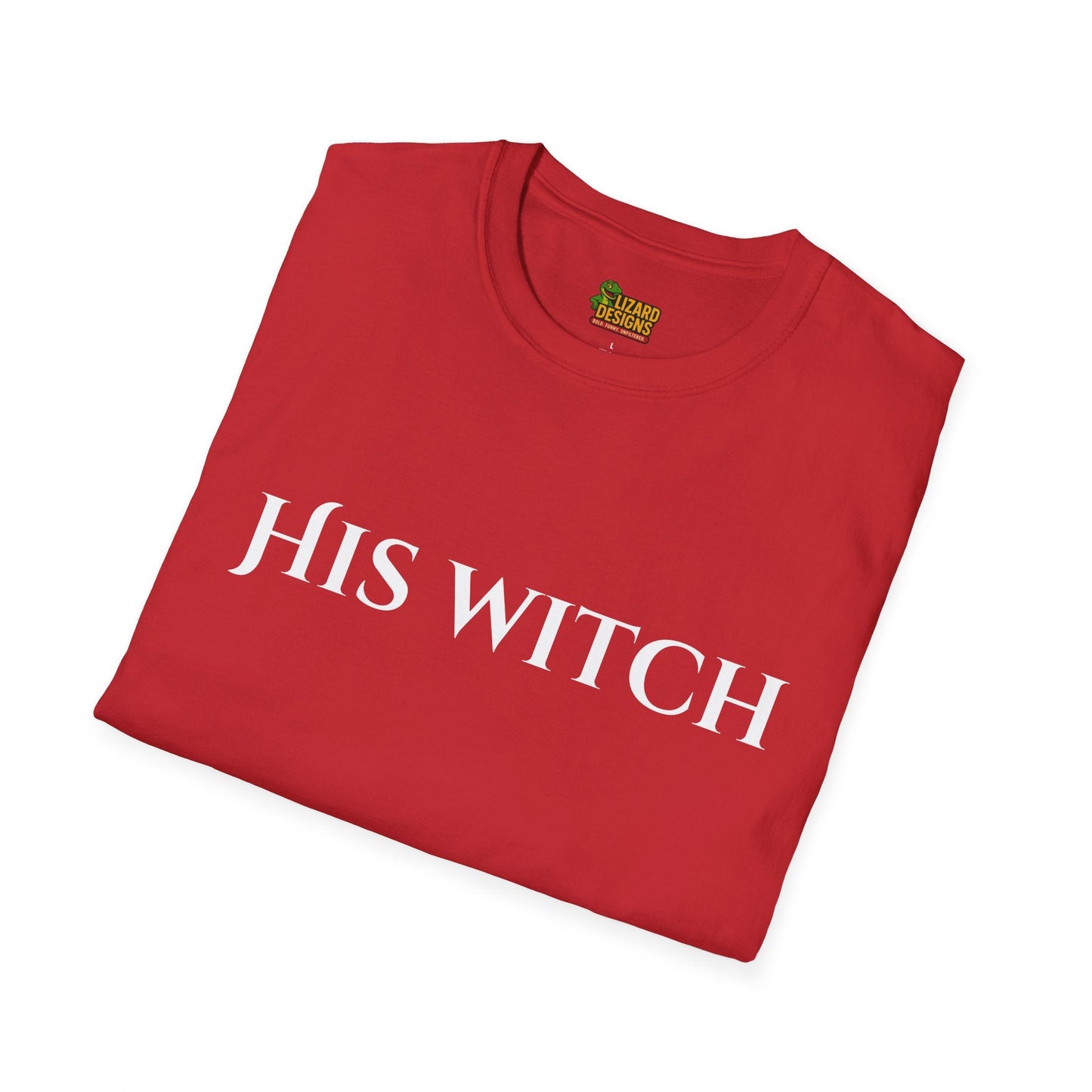 His Witch Halloween Shirt – Matching Couples Tee | Spooky Season Apparel – Red T-Shirt for Anniversary Gift (52 view)