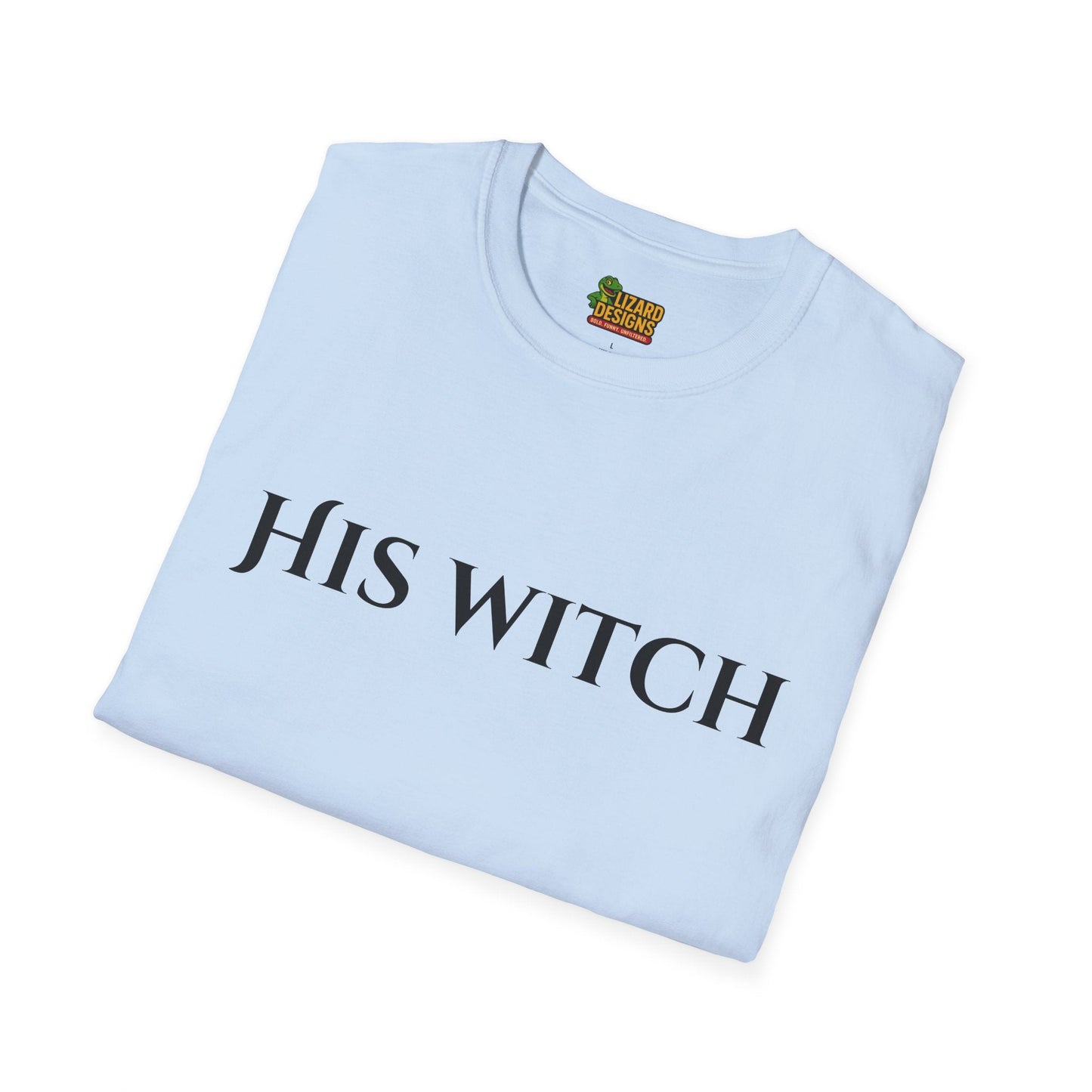 His Witch Halloween Shirt – Matching Couples Tee | Spooky Season Apparel – Light Blue T-Shirt for Anniversary Gift (28 view)