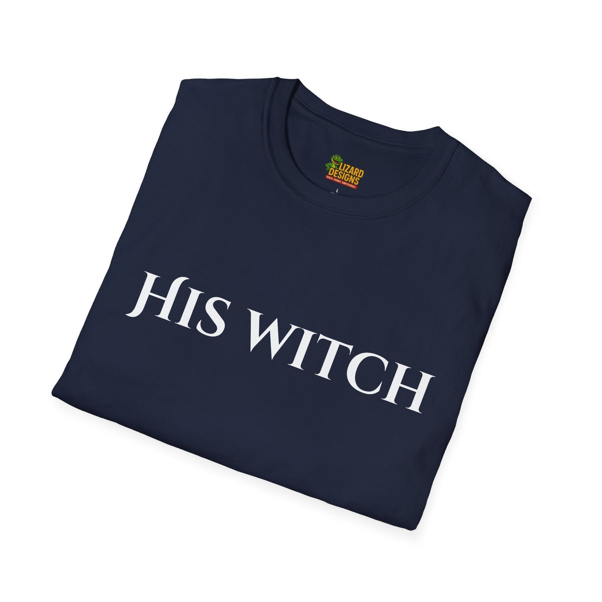His Witch Halloween Shirt – Matching Couples Tee | Spooky Season Apparel – Navy T-Shirt for Anniversary Gift (40 view)