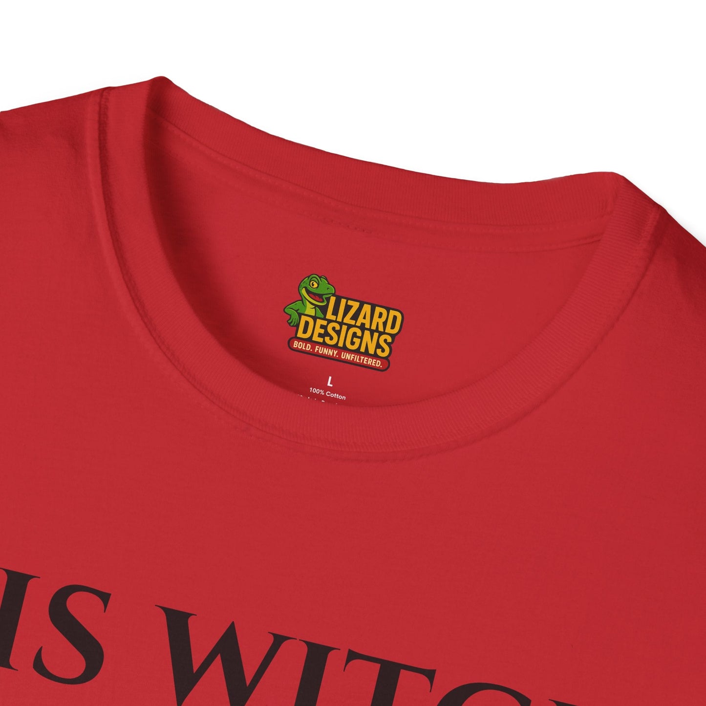His Witch Halloween Shirt with Ghost – Matching Couples Tee | Spooky Season Apparel – Red T-Shirt for Anniversary Gift (41 view)