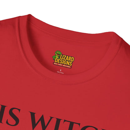 His Witch Halloween Shirt with Ghost – Matching Couples Tee | Spooky Season Apparel – Red T-Shirt for Anniversary Gift (41 view)