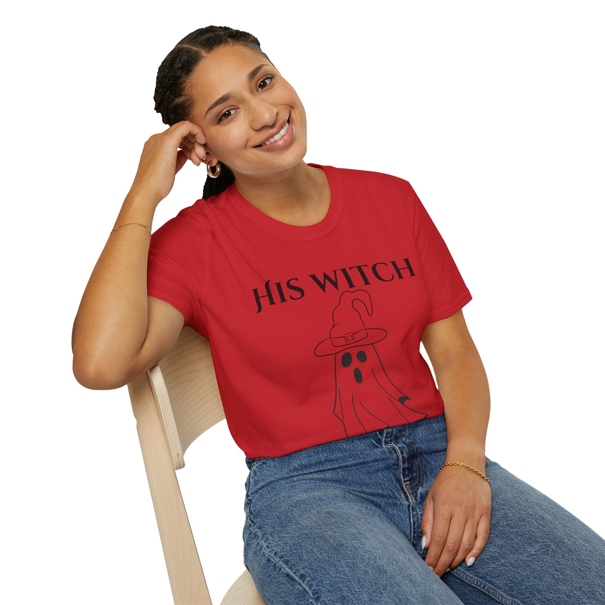 His Witch Halloween Shirt with Ghost – Matching Couples Tee | Spooky Season Apparel – Heather Navy T-Shirt for Anniversary Gift (37 view)
