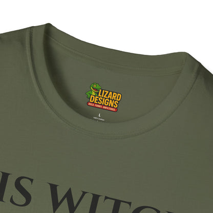 His Witch Halloween Shirt with Ghost – Matching Couples Tee | Spooky Season Apparel – Military Green T-Shirt for Anniversary Gift (11 view)