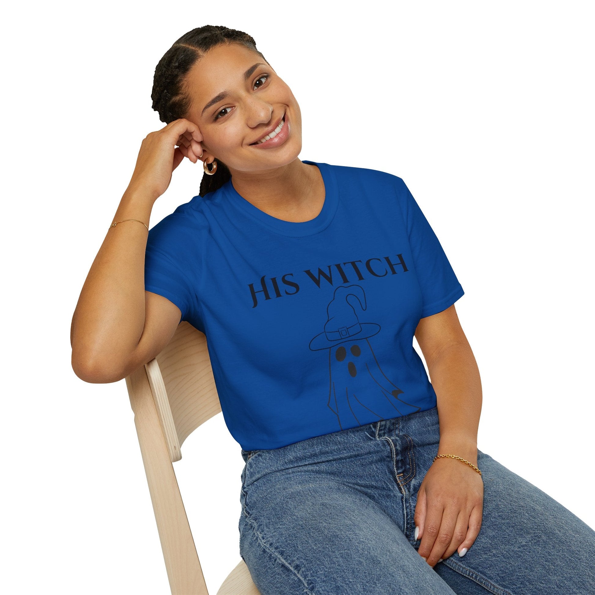 His Witch Halloween Shirt with Ghost – Matching Couples Tee | Spooky Season Apparel – Dark Heather T-Shirt for Anniversary Gift (25 view)