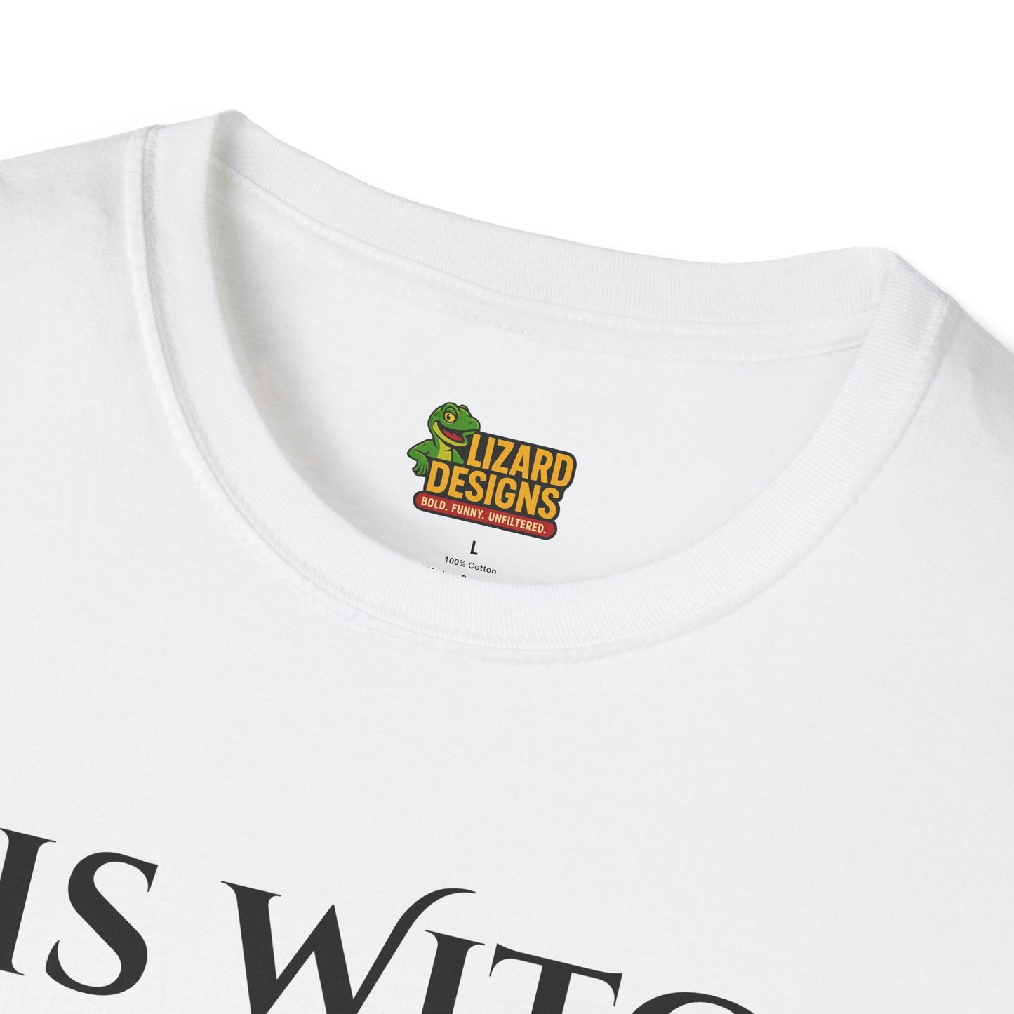 His Witch Halloween Shirt with Ghost – Matching Couples Tee | Spooky Season Apparel – White T-Shirt for Anniversary Gift (5 view)