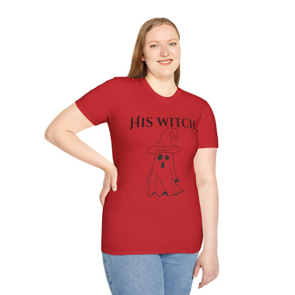 His Witch Halloween Shirt with Ghost – Matching Couples Tee | Spooky Season Apparel – Heather Navy T-Shirt for Anniversary Gift (38 view)