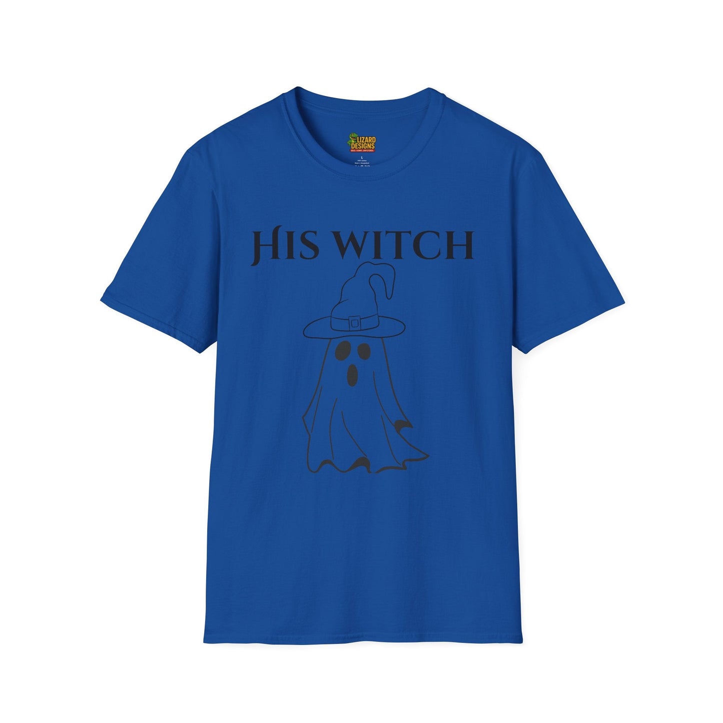 His Witch Halloween Shirt with Ghost – Matching Couples Tee | Spooky Season Apparel – Royal T-Shirt for Anniversary Gift (27 view)