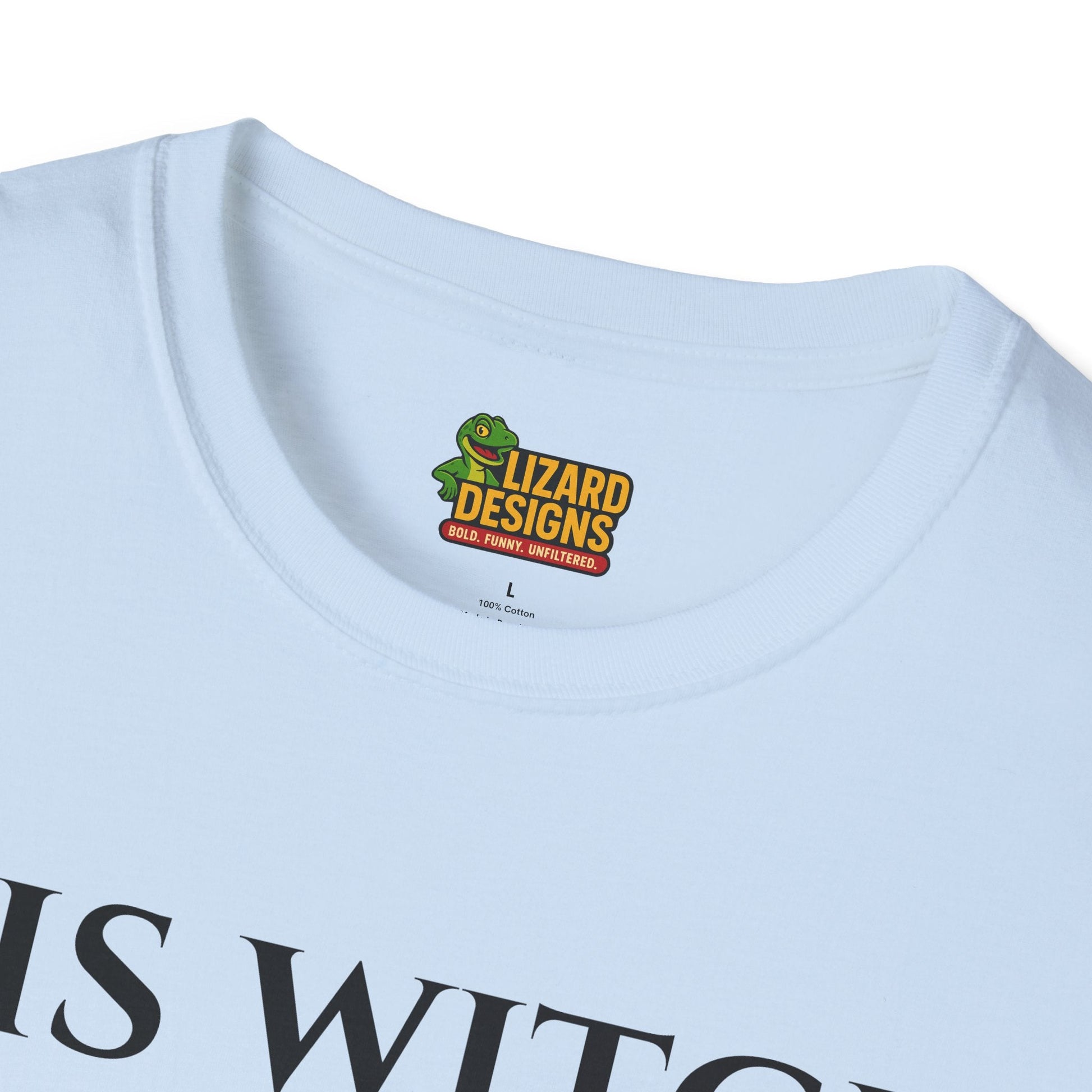 His Witch Halloween Shirt with Ghost – Matching Couples Tee | Spooky Season Apparel – Light Blue T-Shirt for Anniversary Gift (17 view)
