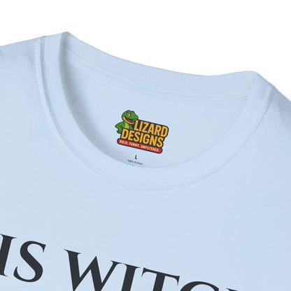 His Witch Halloween Shirt with Ghost – Matching Couples Tee | Spooky Season Apparel – Light Blue T-Shirt for Anniversary Gift (17 view)