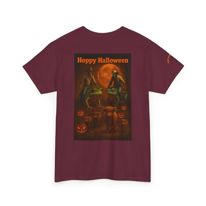 Hoppy Halloween T-Shirt – Zombie Cowboy Frog Riders Unite | Funny Halloween Tee for Fall Mischief | Lizard Designs – Blackberry T-Shirt for casual outfit (15 view)