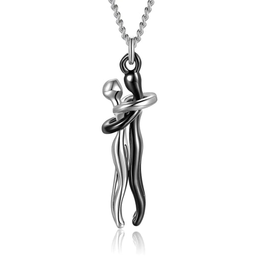 Hug Necklace – Meaningful Gift for Him or Her | Unisex Pendant for Love, Loss & Support – Black Jewelry for affectionate (2 view)