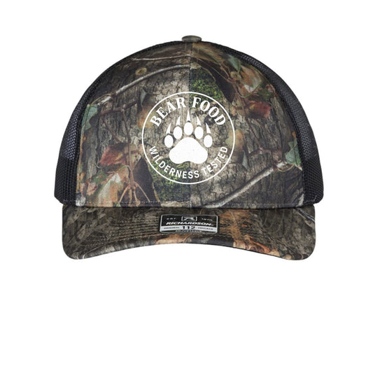 Hunt Fish Chill “Bear Food” Hat – Realtree® Camo Trucker Cap | Outdoor Humor Snapback – Mossy Oak Country DNA/ Black Hats for Apparel (1 view)