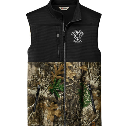 Hunt Fish Chill Camo Vest – Realtree® Atlas Soft Shell | Outdoor Hunting & Fishing Vest – Deep Black/ Realtree Edge Outerwear for Apparel (1 view)