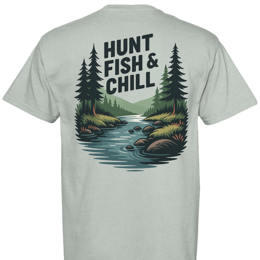 Hunt Fish & Chill – Comfort Colors Tee | Soft Garment - Dyed Fishing & Hunting Shirt – BAY T-Shirt for Apparel (2 view)
