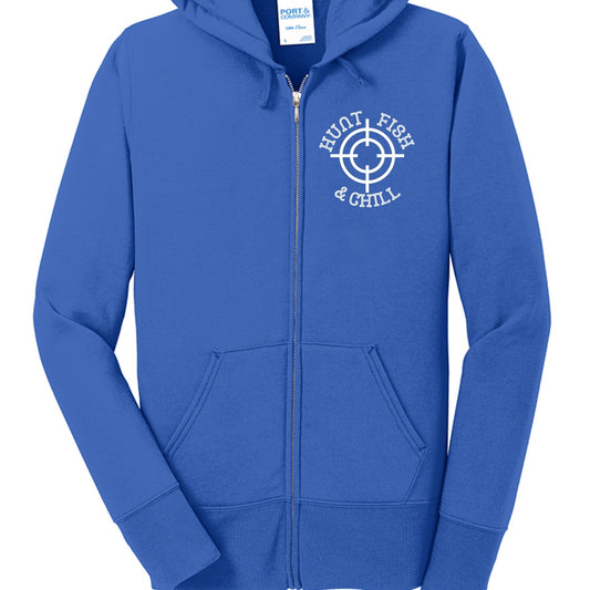 Hunt Fish Chill Ladies Full - Zip Hoodie – Cozy Outdoor Style for Anglers | Women’s Fishing Apparel – Royal Hoodie for angler gifts (1 view)