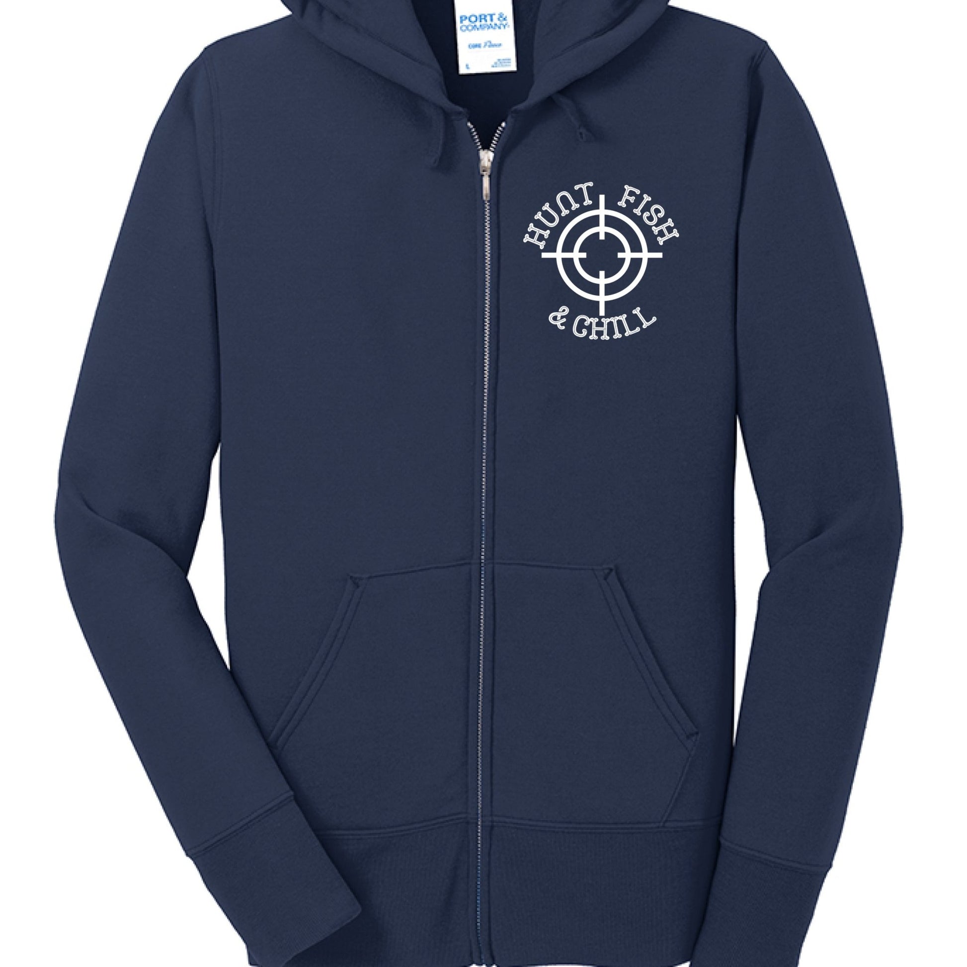 Hunt Fish Chill Ladies Full - Zip Hoodie – Cozy Outdoor Style for Anglers | Women’s Fishing Apparel – Navy Hoodie for angler gifts (5 view)