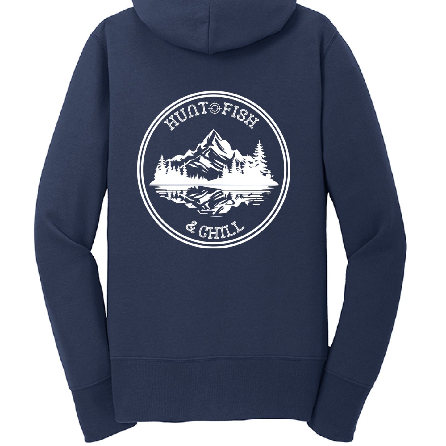 Hunt Fish Chill Ladies Full - Zip Hoodie – Cozy Outdoor Style for Anglers | Women’s Fishing Apparel – Navy Hoodie for angler gifts (6 view)