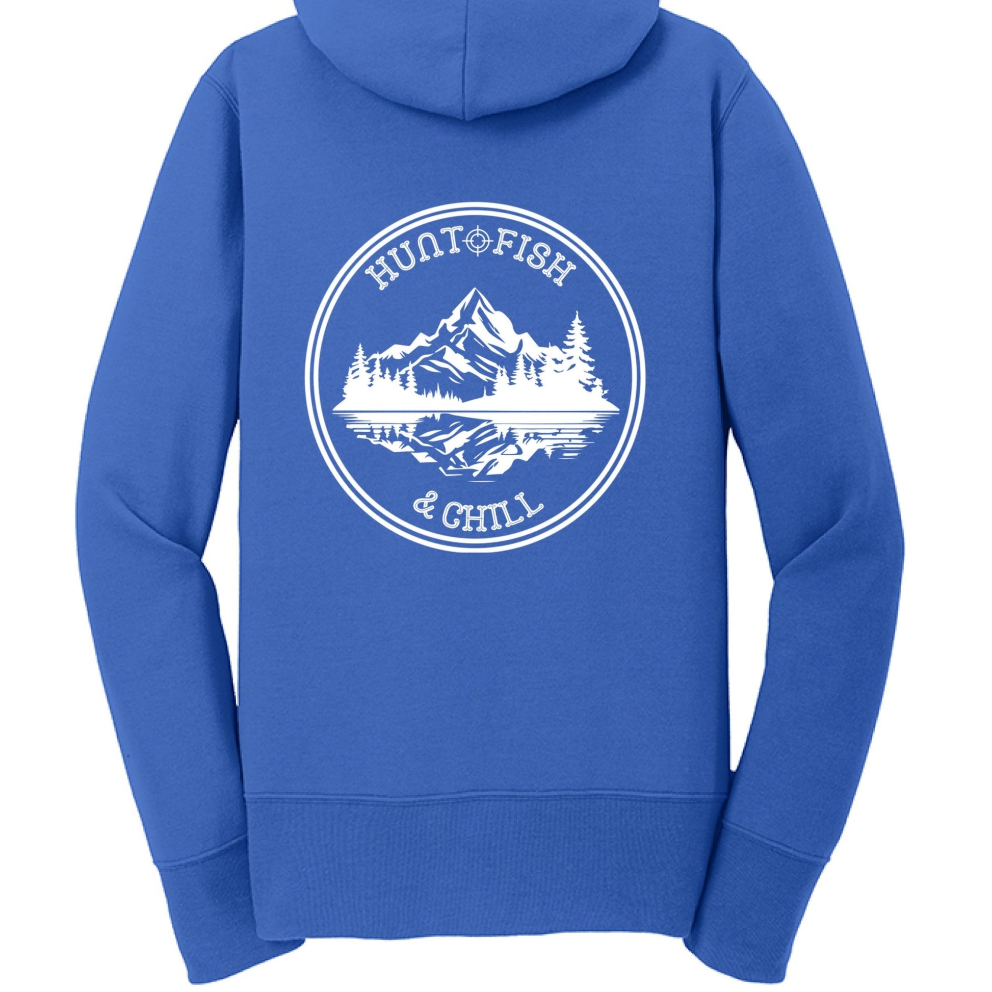 Hunt Fish Chill Ladies Full - Zip Hoodie – Cozy Outdoor Style for Anglers | Women’s Fishing Apparel – Royal Hoodie for angler gifts (2 view)
