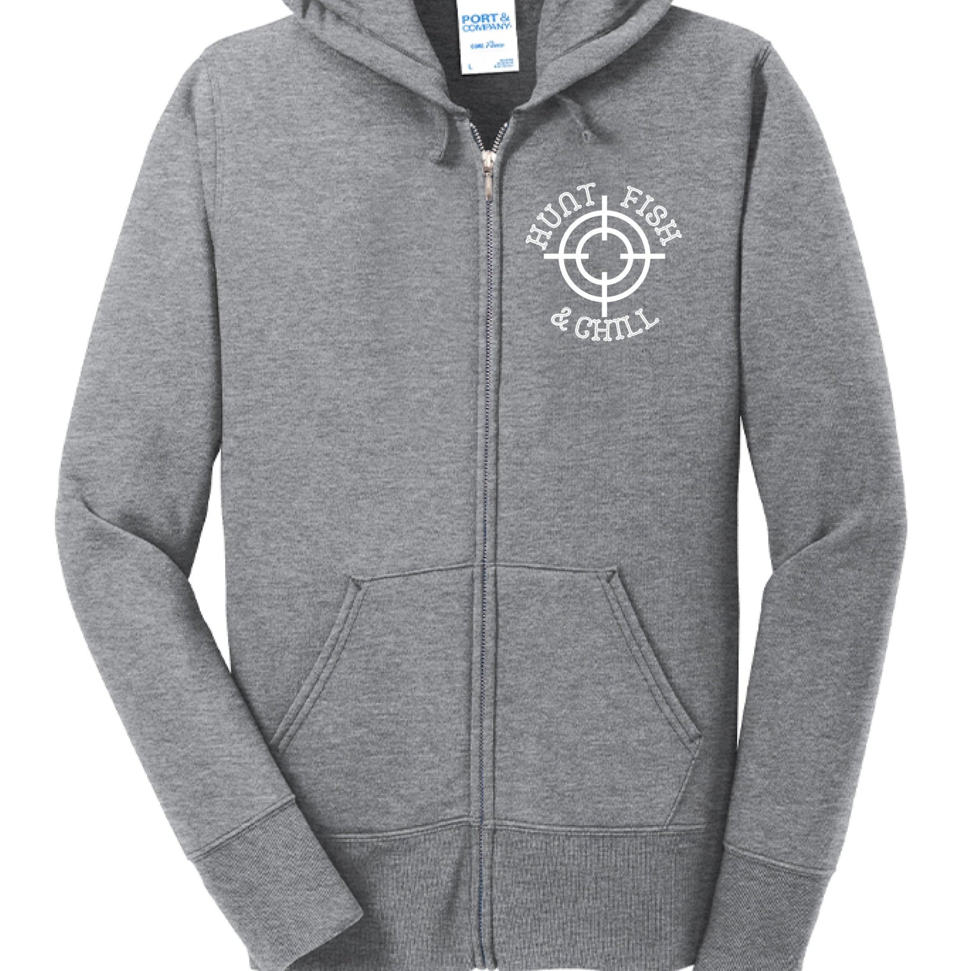 Hunt Fish Chill Ladies Full - Zip Hoodie – Cozy Outdoor Style for Anglers | Women’s Fishing Apparel – Athletic Hthr Hoodie for angler gifts (11 view)