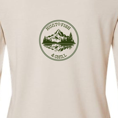Hunt Fish Chill Ladies Long Sleeve Tee – Soft Jersey Outdoor Shirt | Women’s Fishing & Hunting Apparel – Heather Dust T-Shirt for Apparel (5 view)