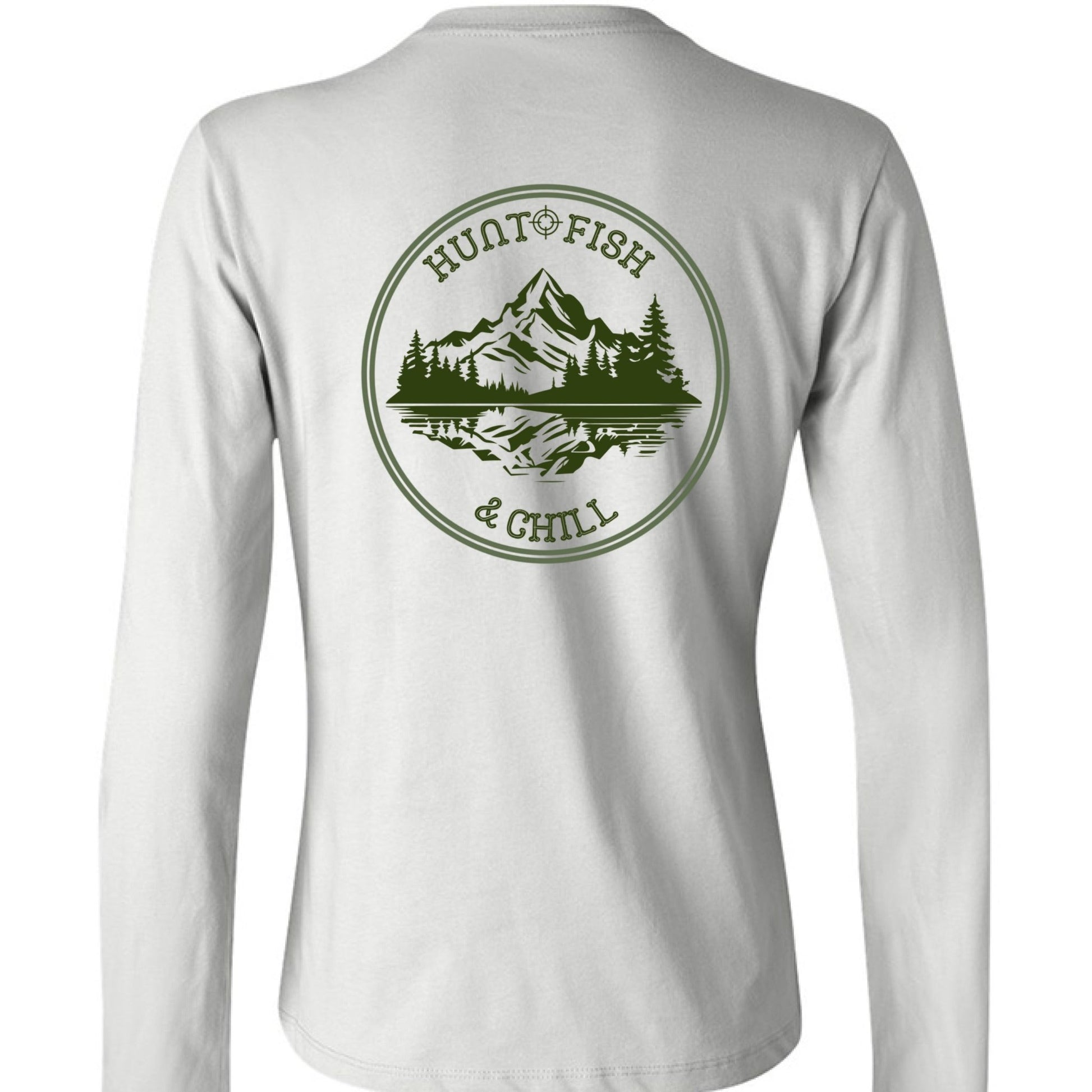Hunt Fish Chill Ladies Long Sleeve Tee – Soft Jersey Outdoor Shirt | Women’s Fishing & Hunting Apparel – WHITE T-Shirt for Apparel (1 view)