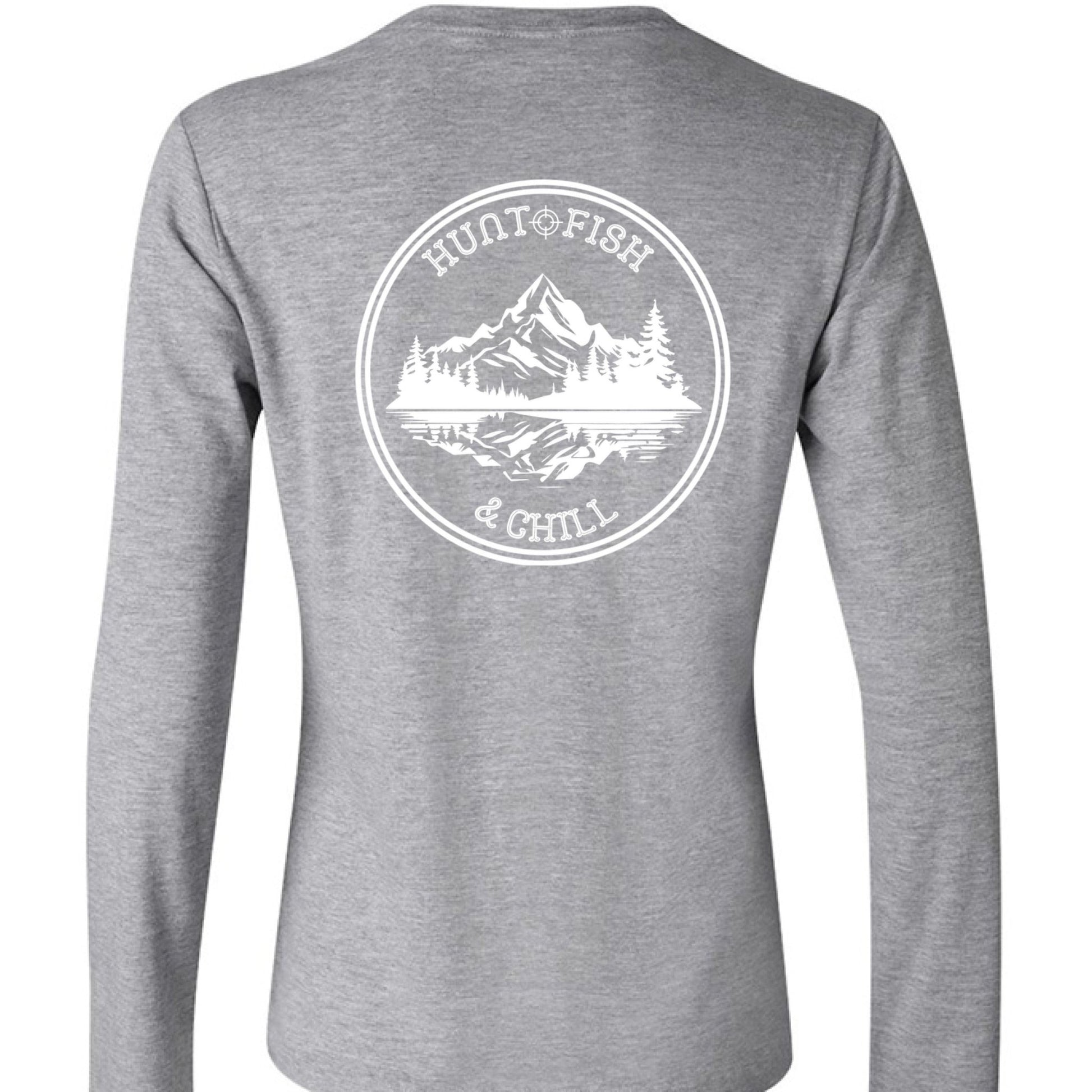 Hunt Fish Chill Ladies Long Sleeve Tee – Soft Jersey White Graphic | Women’s Fishing & Hunting Apparel – ATHLETIC HEATHER T-Shirt for Apparel (19 view)