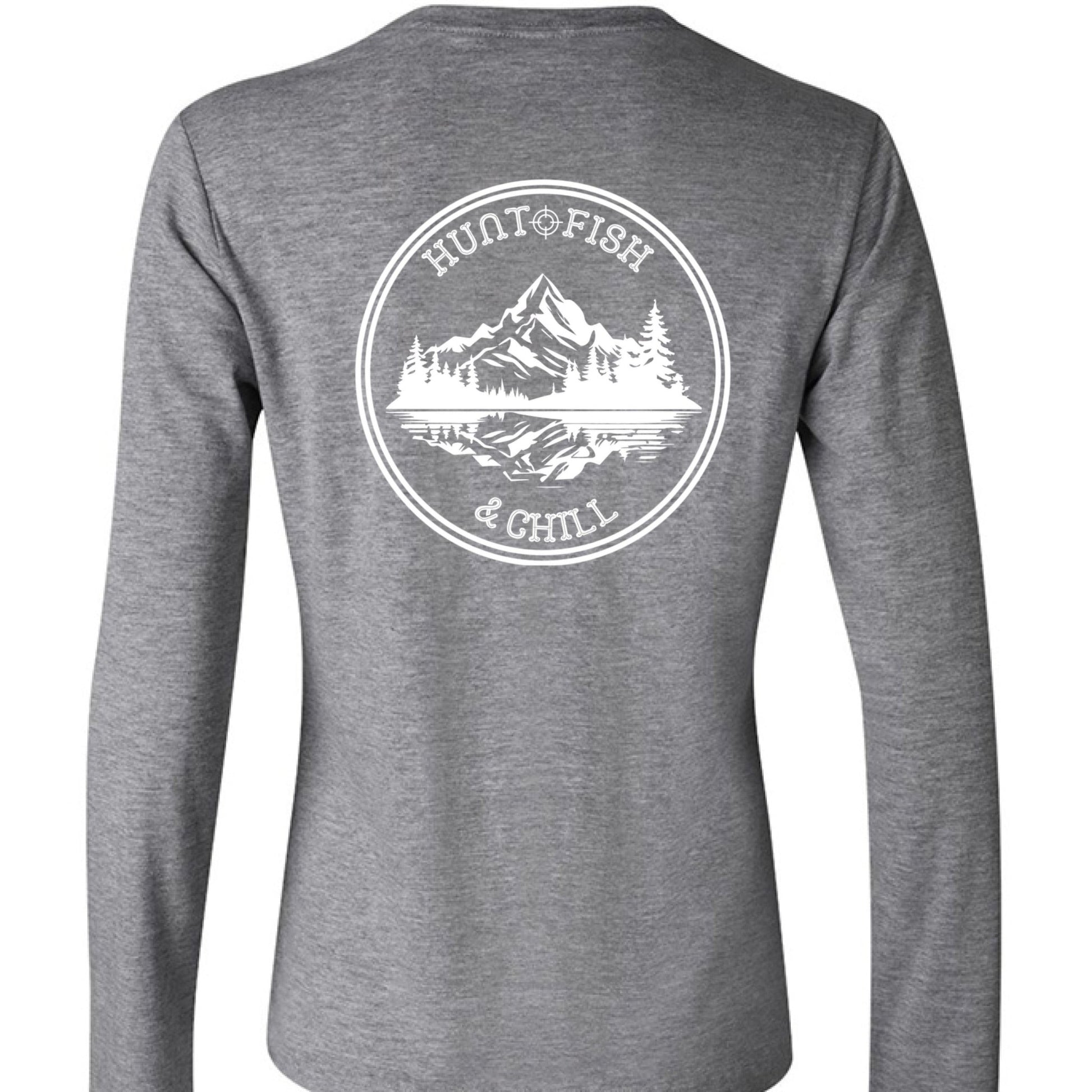 Hunt Fish Chill Ladies Long Sleeve Tee – Soft Jersey White Graphic | Women’s Fishing & Hunting Apparel – DEEP HEATHER T-Shirt for Apparel (15 view)