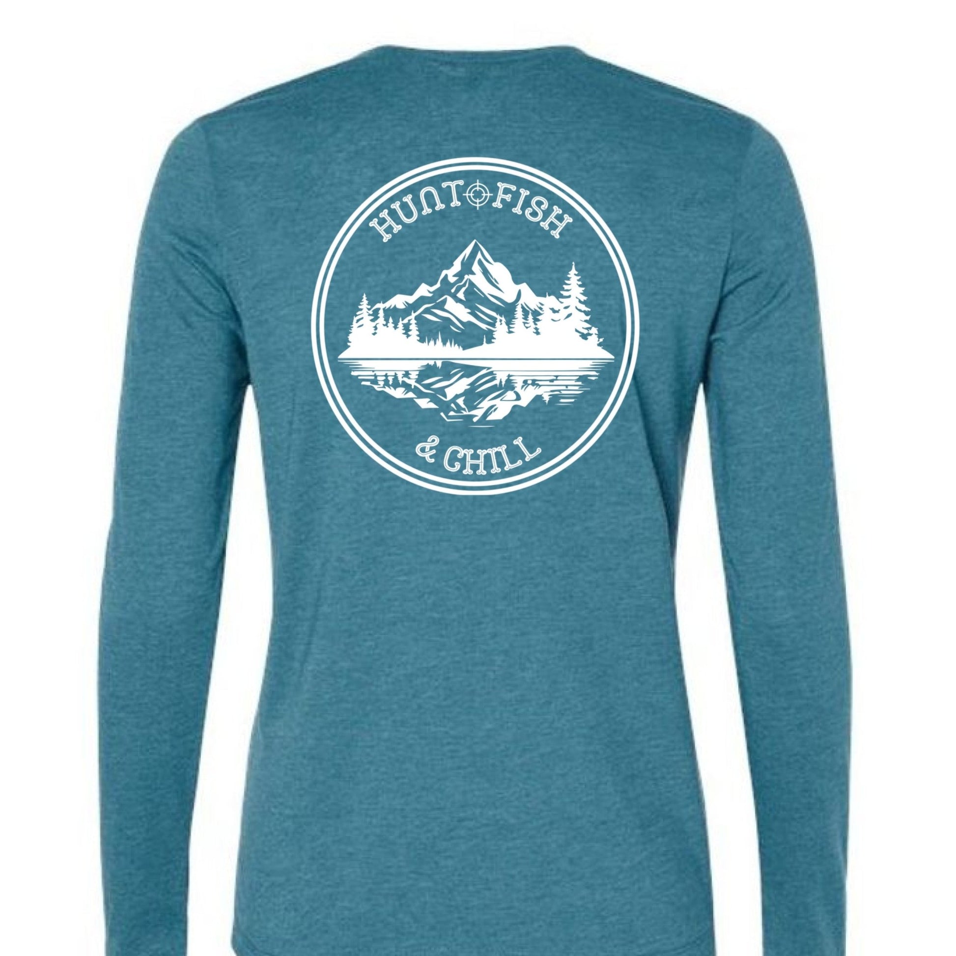 Hunt Fish Chill Ladies Long Sleeve Tee – Soft Jersey White Graphic | Women’s Fishing & Hunting Apparel – Heather Slate T-Shirt for Apparel (13 view)