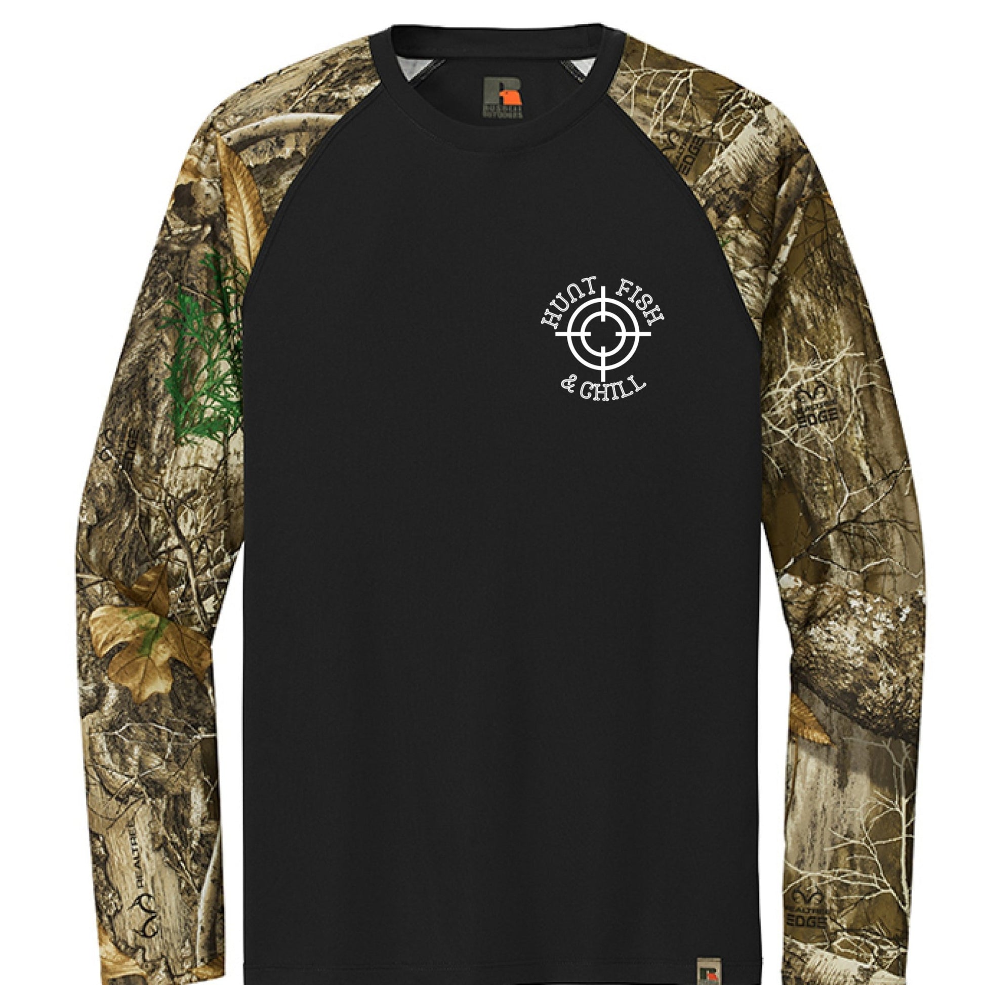 Hunt Fish Chill Long Sleeve Shirt – Realtree® Camo Performance Tee | Outdoor Fishing & Hunting Apparel – Black/ Realtree Edge Top for angler lifestyle clothing (5 view)