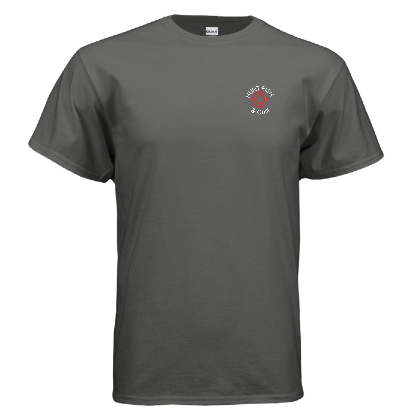 Hunt Fish & Chill – Relaxed Outdoorsman Graphic Tee | Fishing & Hunting Lifestyle Shirt – CHARCOAL T-Shirt for Apparel (7 view)