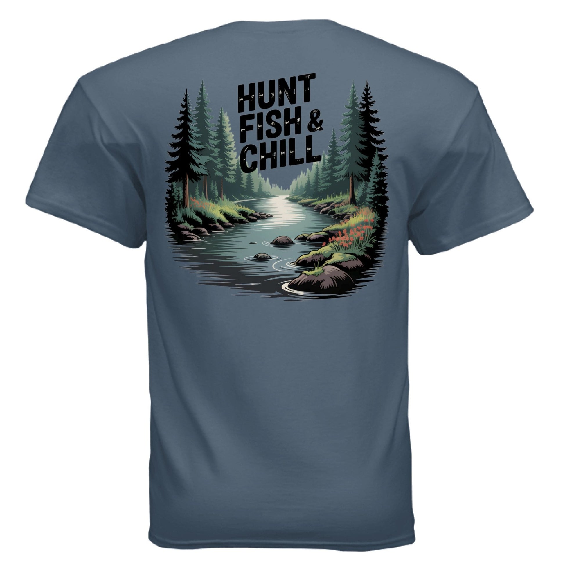 Hunt Fish & Chill – Relaxed Outdoorsman Graphic Tee | Fishing & Hunting Lifestyle Shirt – INDIGO BLUE T-Shirt for Apparel (29 view)