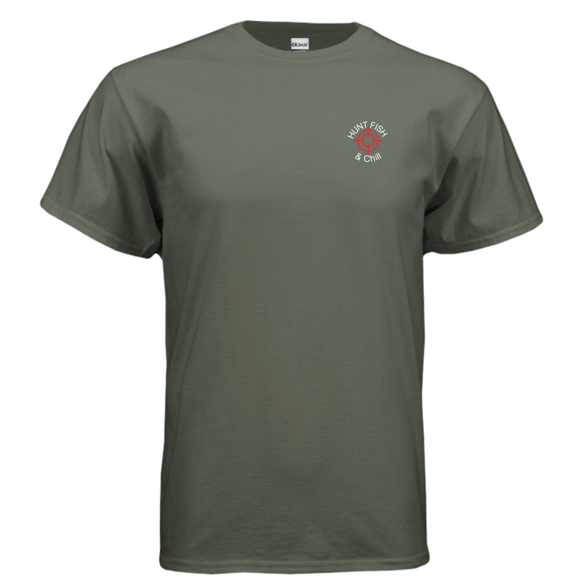 Hunt Fish & Chill – Relaxed Outdoorsman Graphic Tee | Fishing & Hunting Lifestyle Shirt – MILITARY GREEN T-Shirt for Apparel (22 view)