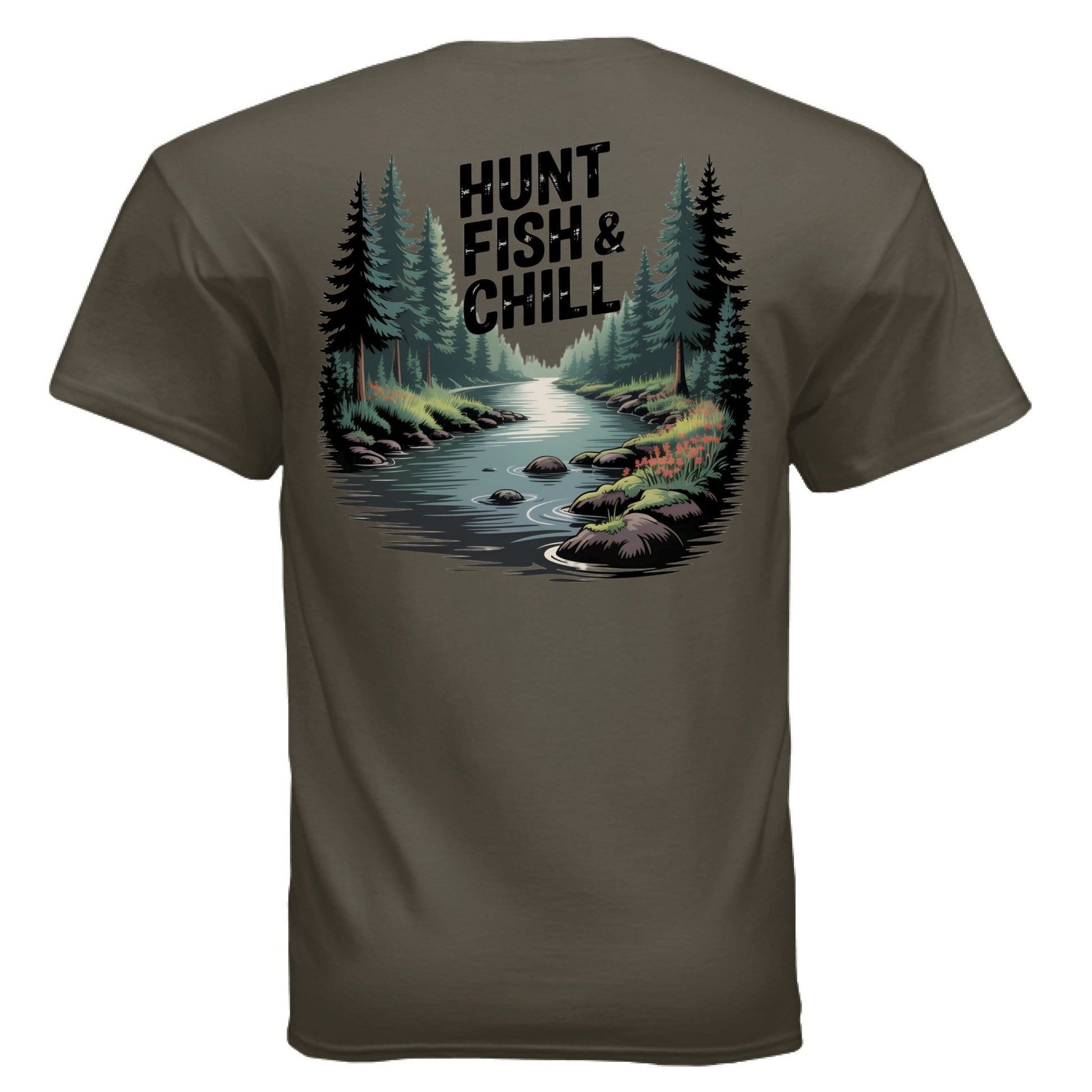Hunt Fish & Chill – Relaxed Outdoorsman Graphic Tee | Fishing & Hunting Lifestyle Shirt – OLIVE T-Shirt for Apparel (20 view)