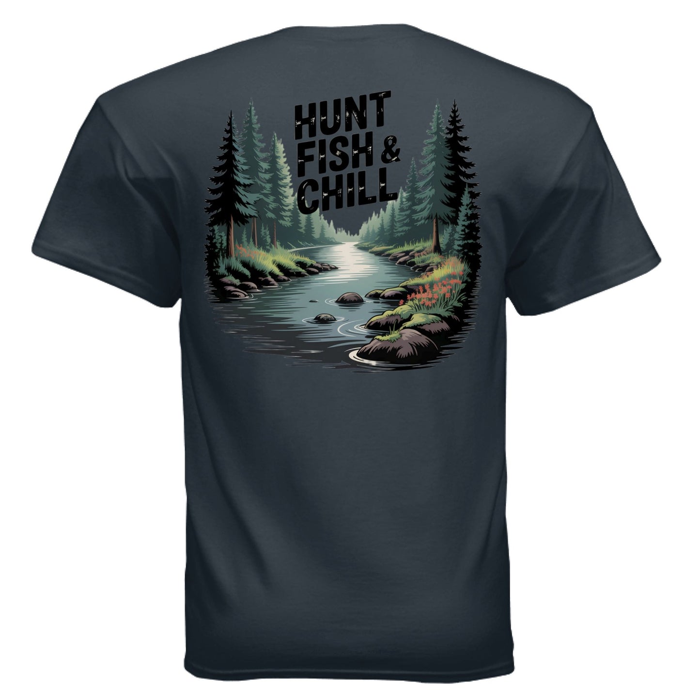 Hunt Fish & Chill – Relaxed Outdoorsman Graphic Tee | Fishing & Hunting Lifestyle Shirt – BLUE DUSK T-Shirt for Apparel (14 view)