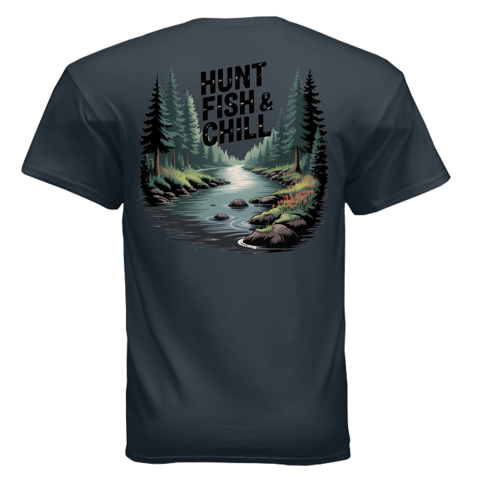 Hunt Fish & Chill – Relaxed Outdoorsman Graphic Tee | Fishing & Hunting Lifestyle Shirt – BLUE DUSK T-Shirt for Apparel (14 view)