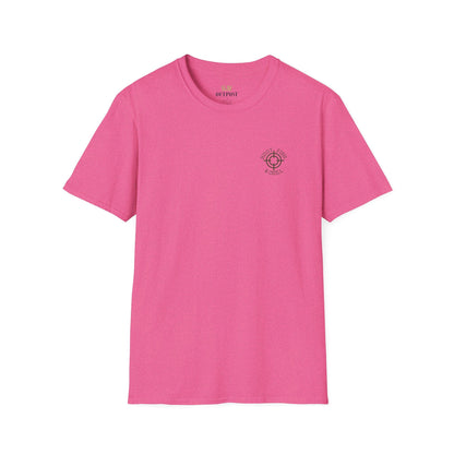 Hunt Fish & Chill T-Shirt – Premium Outdoors Badge Tee | Camping, Fishing, Hunting Apparel – Heather Heliconia T-Shirt for Adventure Clothing (53 view)