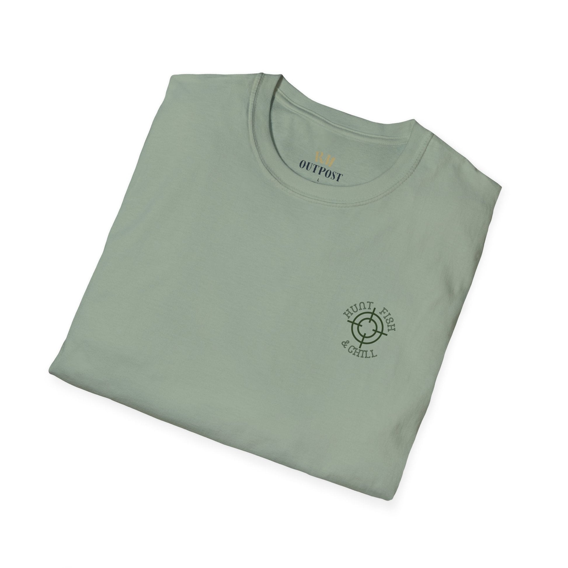 Hunt Fish & Chill T-Shirt – Premium Outdoors Badge Tee | Camping, Fishing, Hunting Apparel – Pistachio T-Shirt for Adventure Clothing (23 view)