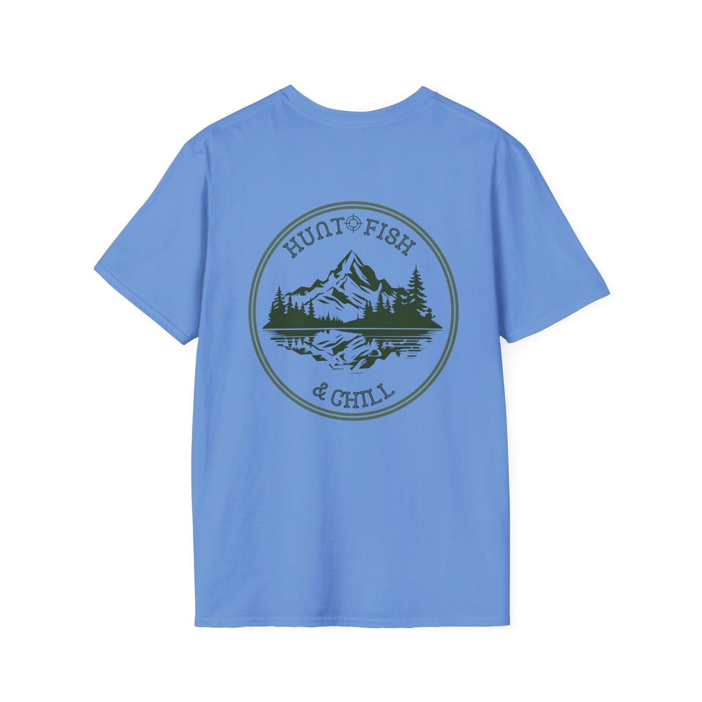 Hunt Fish & Chill T-Shirt – Premium Outdoors Badge Tee | Camping, Fishing, Hunting Apparel – Light Blue T-Shirt for Adventure Clothing (33 view)