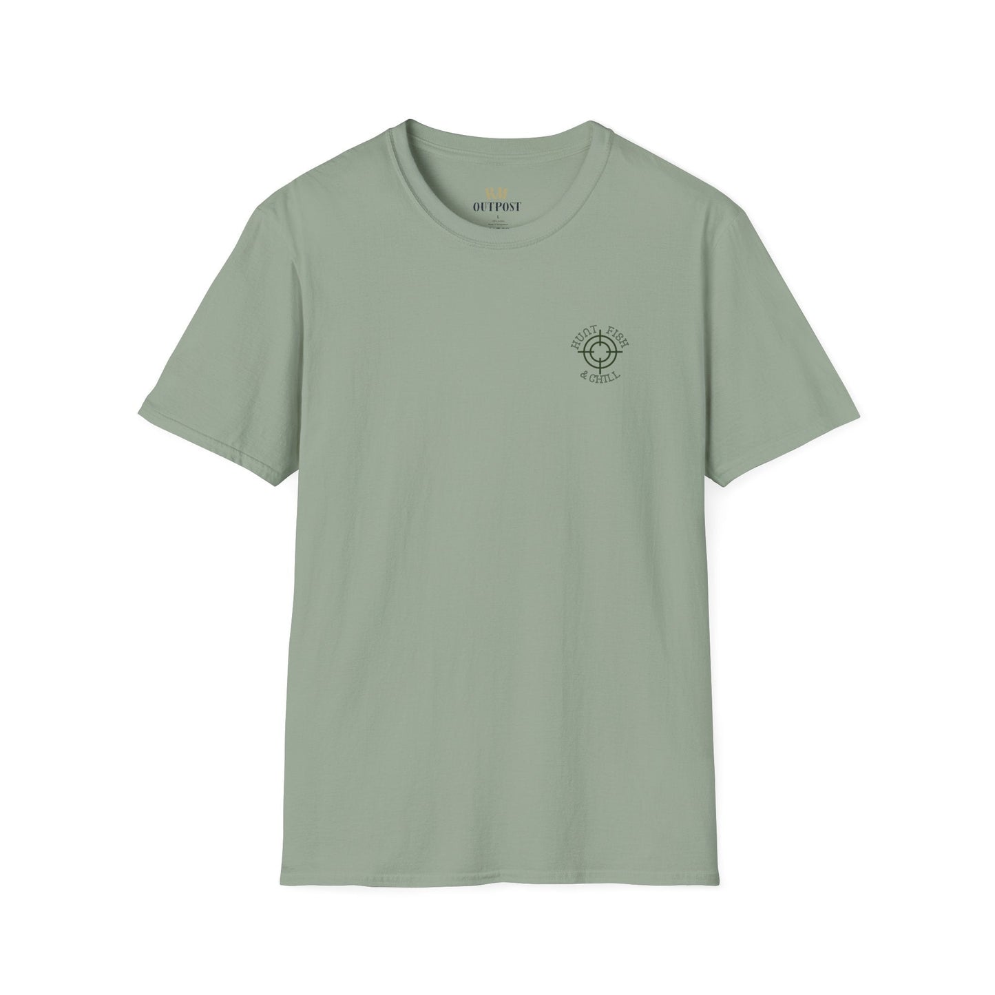 Hunt Fish & Chill T-Shirt – Premium Outdoors Badge Tee | Camping, Fishing, Hunting Apparel – Sage T-Shirt for Adventure Clothing (24 view)