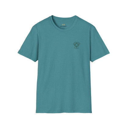 Hunt Fish & Chill T-Shirt – Premium Outdoors Badge Tee | Camping, Fishing, Hunting Apparel – Heather Galapagos Blue T-Shirt for Adventure Clothing (28 view)