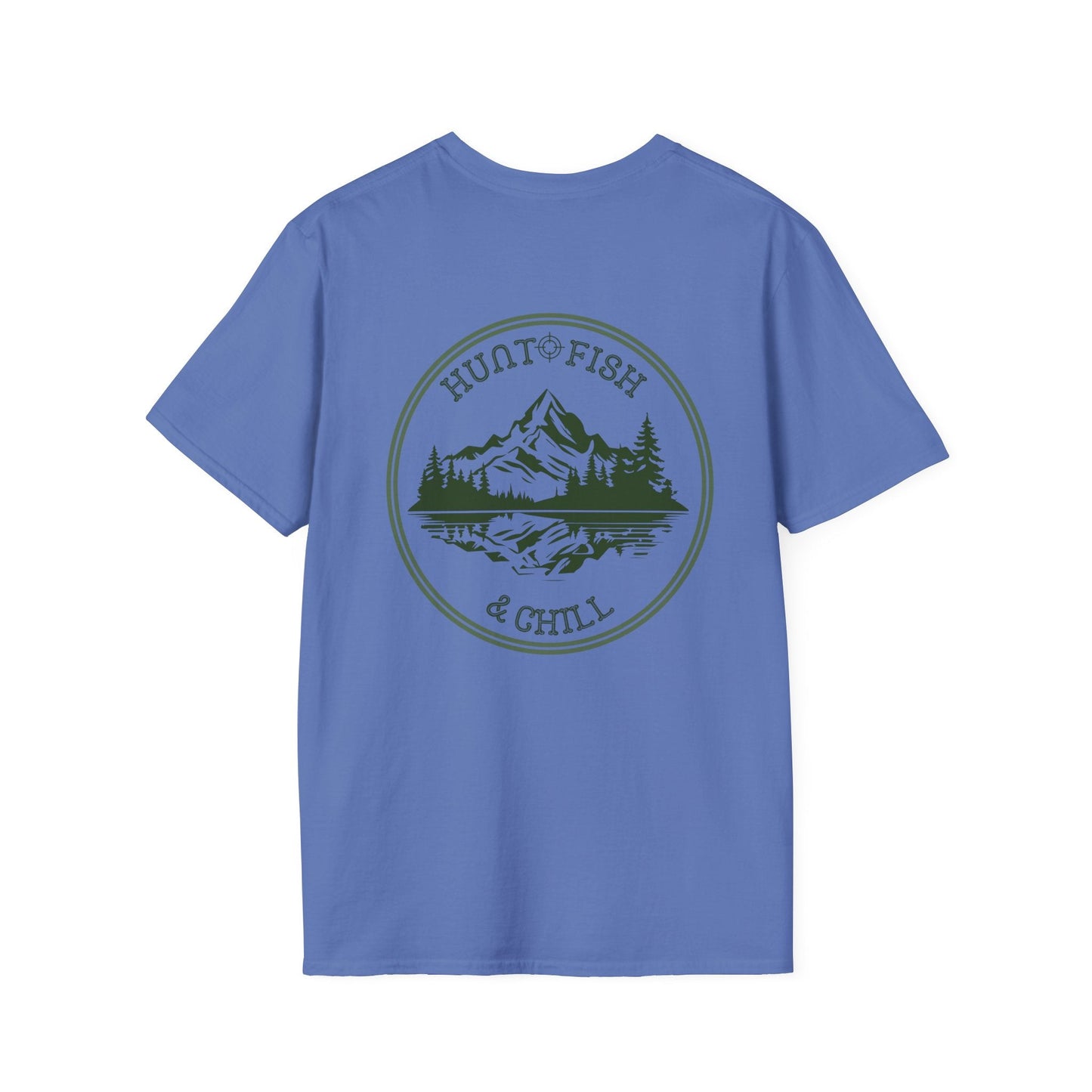 Hunt Fish & Chill T-Shirt – Premium Outdoors Badge Tee | Camping, Fishing, Hunting Apparel – Carolina Blue T-Shirt for Adventure Clothing (37 view)