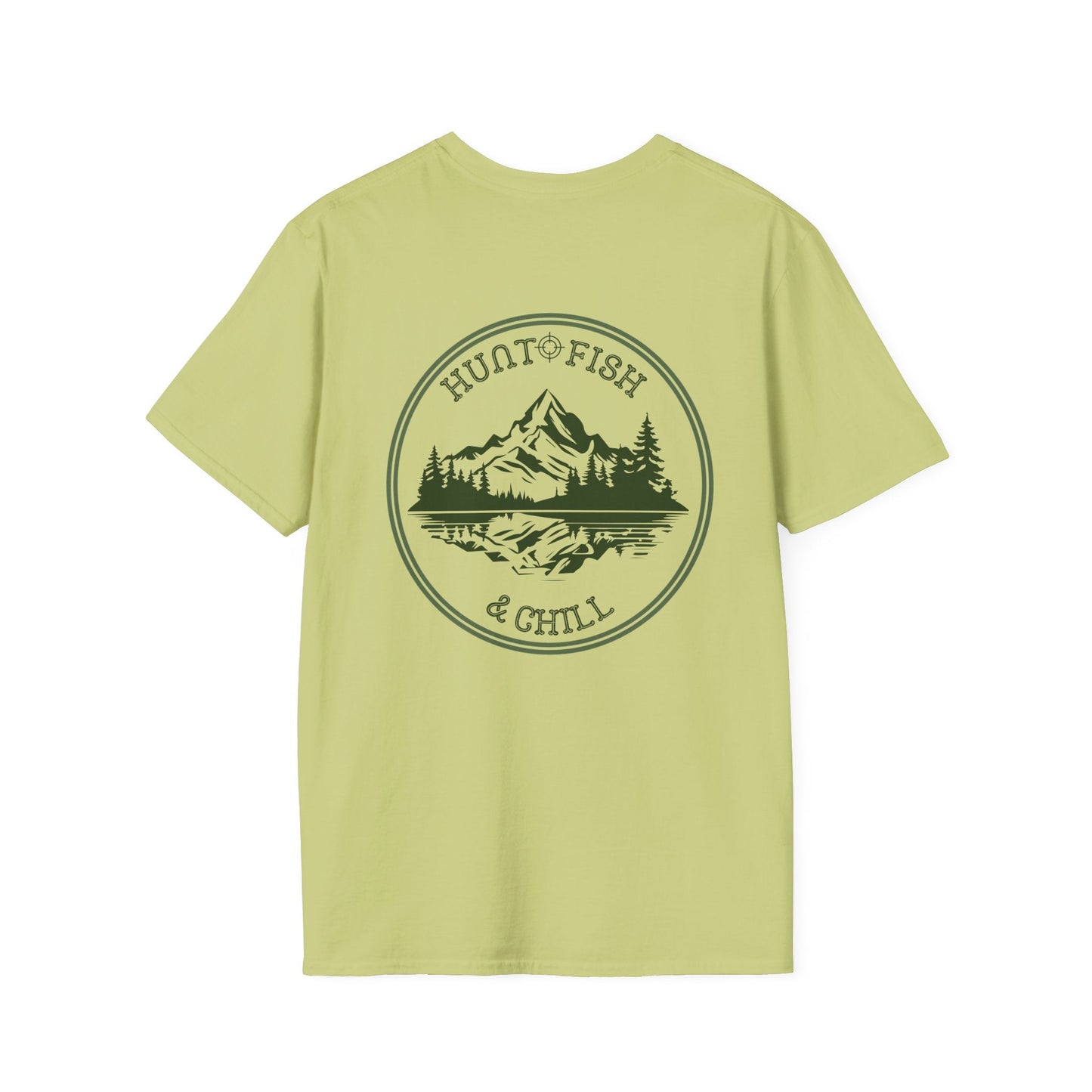 Hunt Fish & Chill T-Shirt – Premium Outdoors Badge Tee | Camping, Fishing, Hunting Apparel – Cornsilk T-Shirt for Adventure Clothing (17 view)