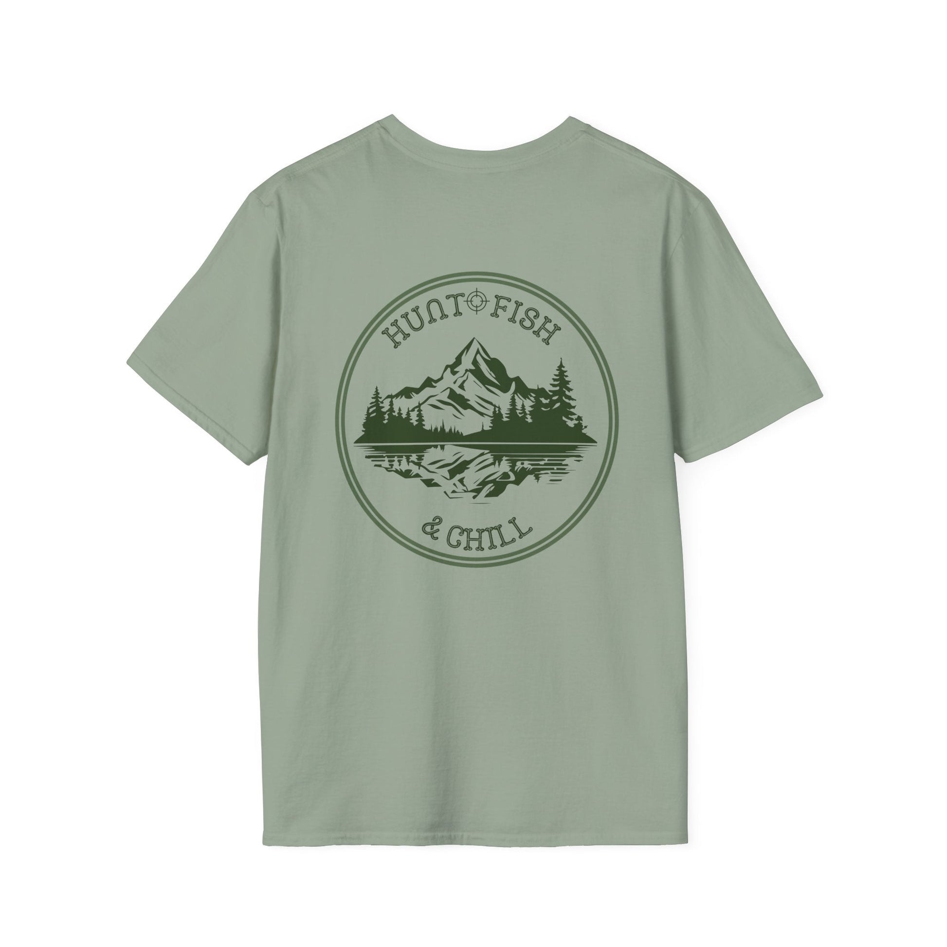 Hunt Fish & Chill T-Shirt – Premium Outdoors Badge Tee | Camping, Fishing, Hunting Apparel – Pistachio T-Shirt for Adventure Clothing (21 view)