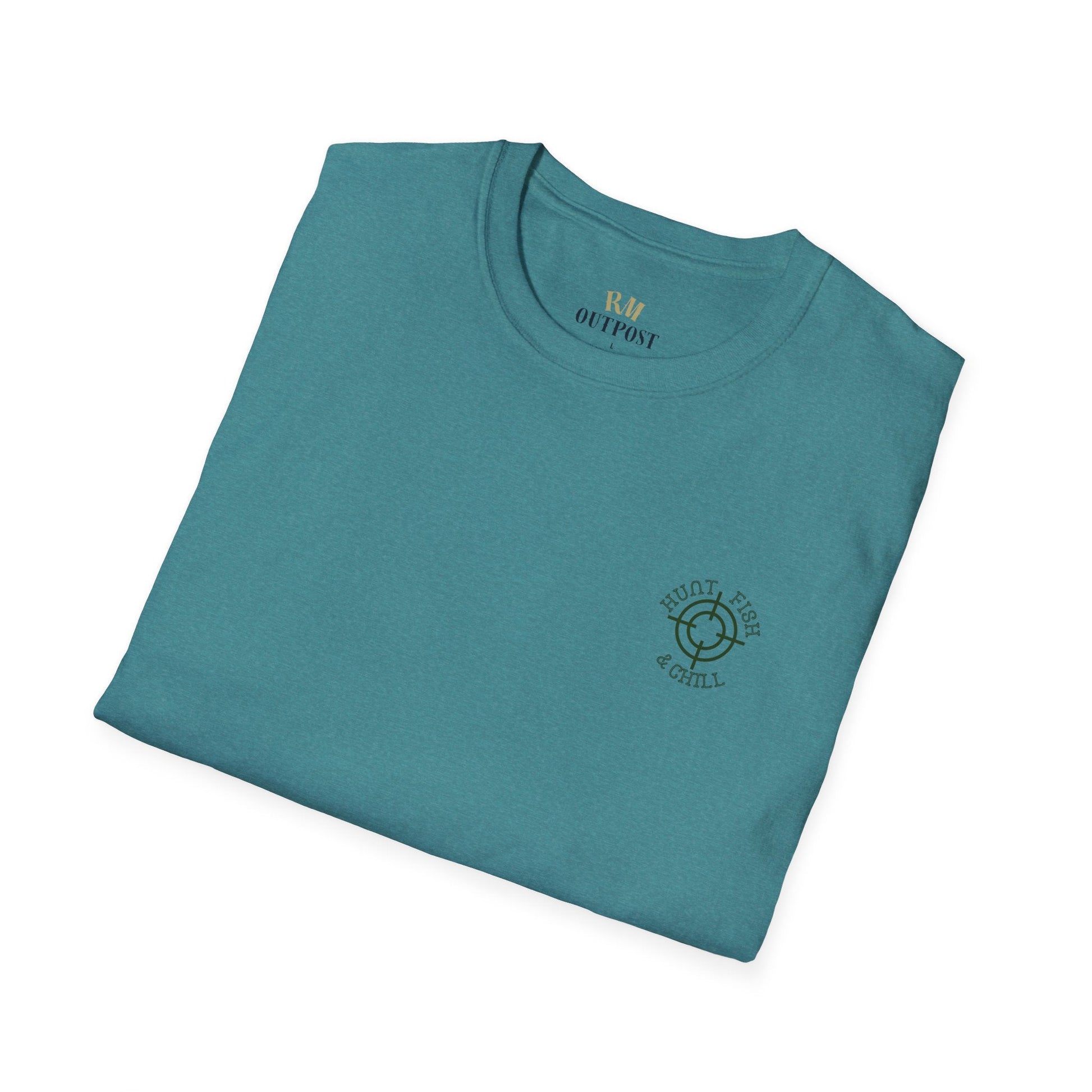 Hunt Fish & Chill T-Shirt – Premium Outdoors Badge Tee | Camping, Fishing, Hunting Apparel – Sage T-Shirt for Adventure Clothing (27 view)