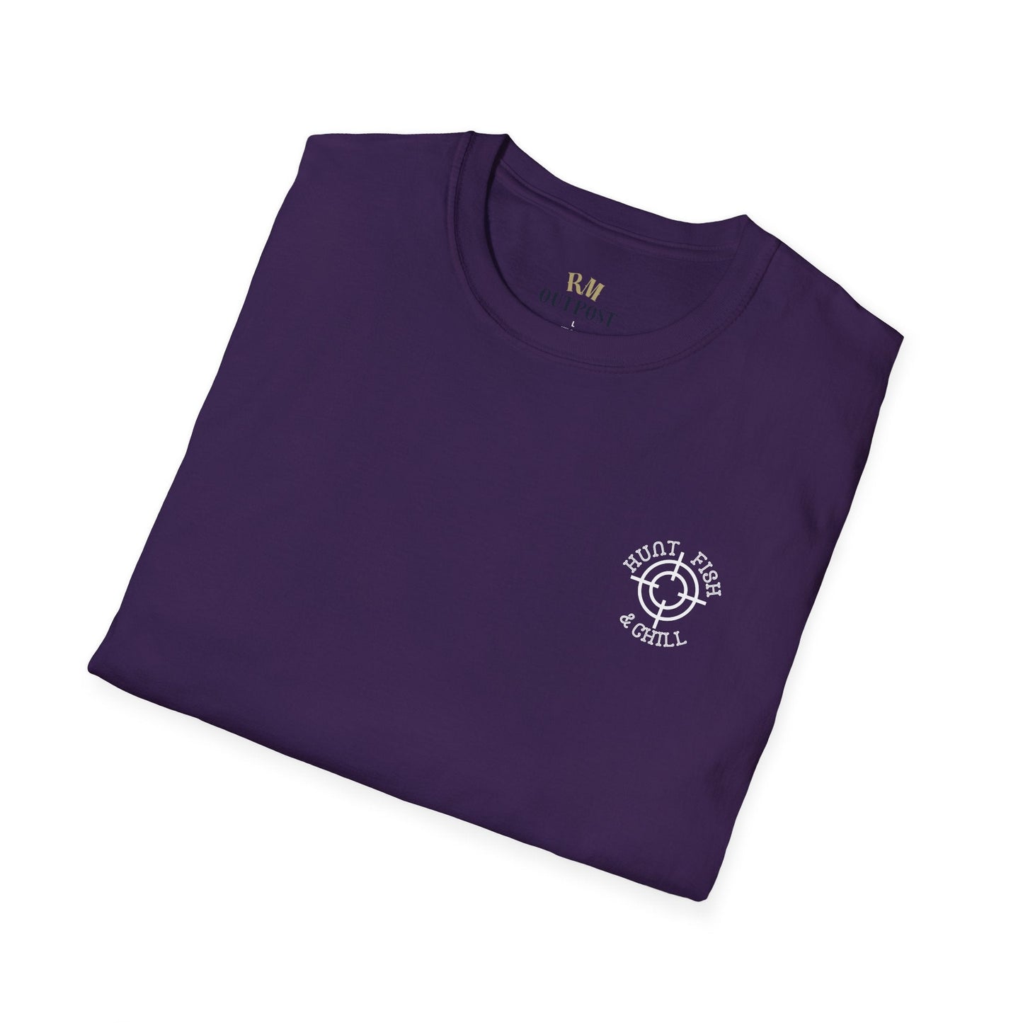 Hunt Fish & Chill T-Shirt White Logo – Premium Outdoors Badge Tee | Camping, Fishing, Hunting Apparel – Purple T-Shirt for Adventure Clothing (52 view)