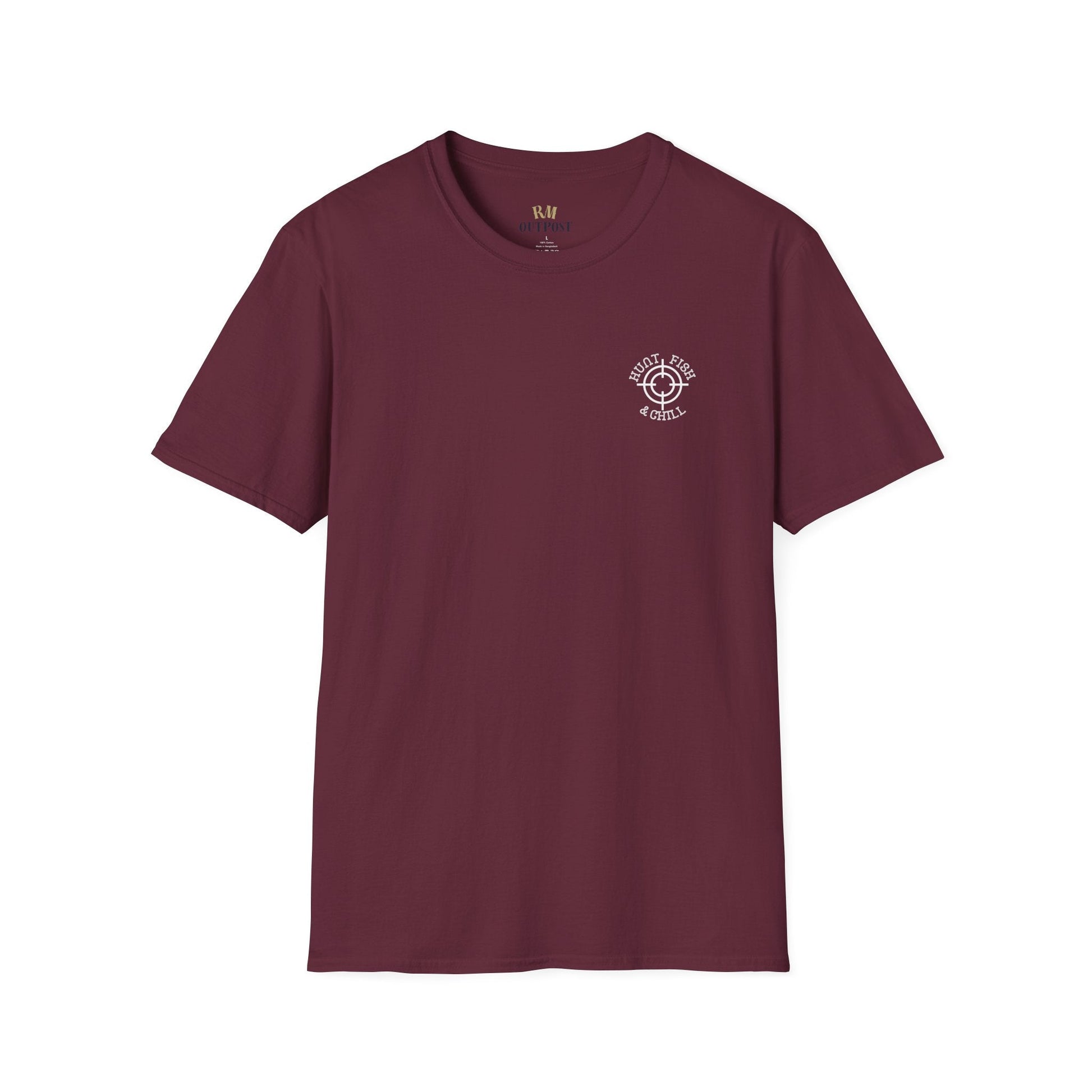 Hunt Fish & Chill T-Shirt White Logo – Premium Outdoors Badge Tee | Camping, Fishing, Hunting Apparel – Maroon T-Shirt for Adventure Clothing (25 view)