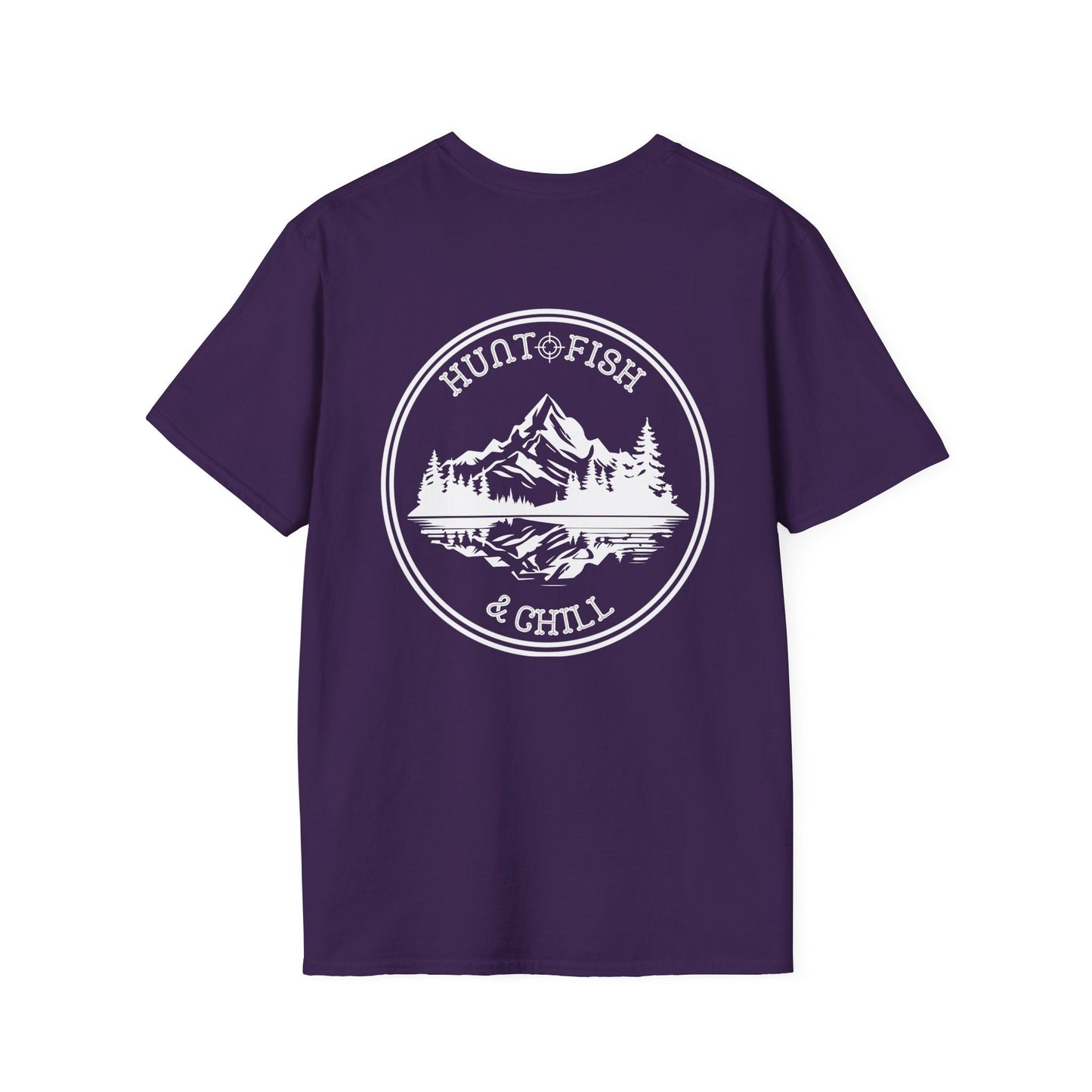 Hunt Fish & Chill T-Shirt White Logo – Premium Outdoors Badge Tee | Camping, Fishing, Hunting Apparel – Purple T-Shirt for Adventure Clothing (50 view)