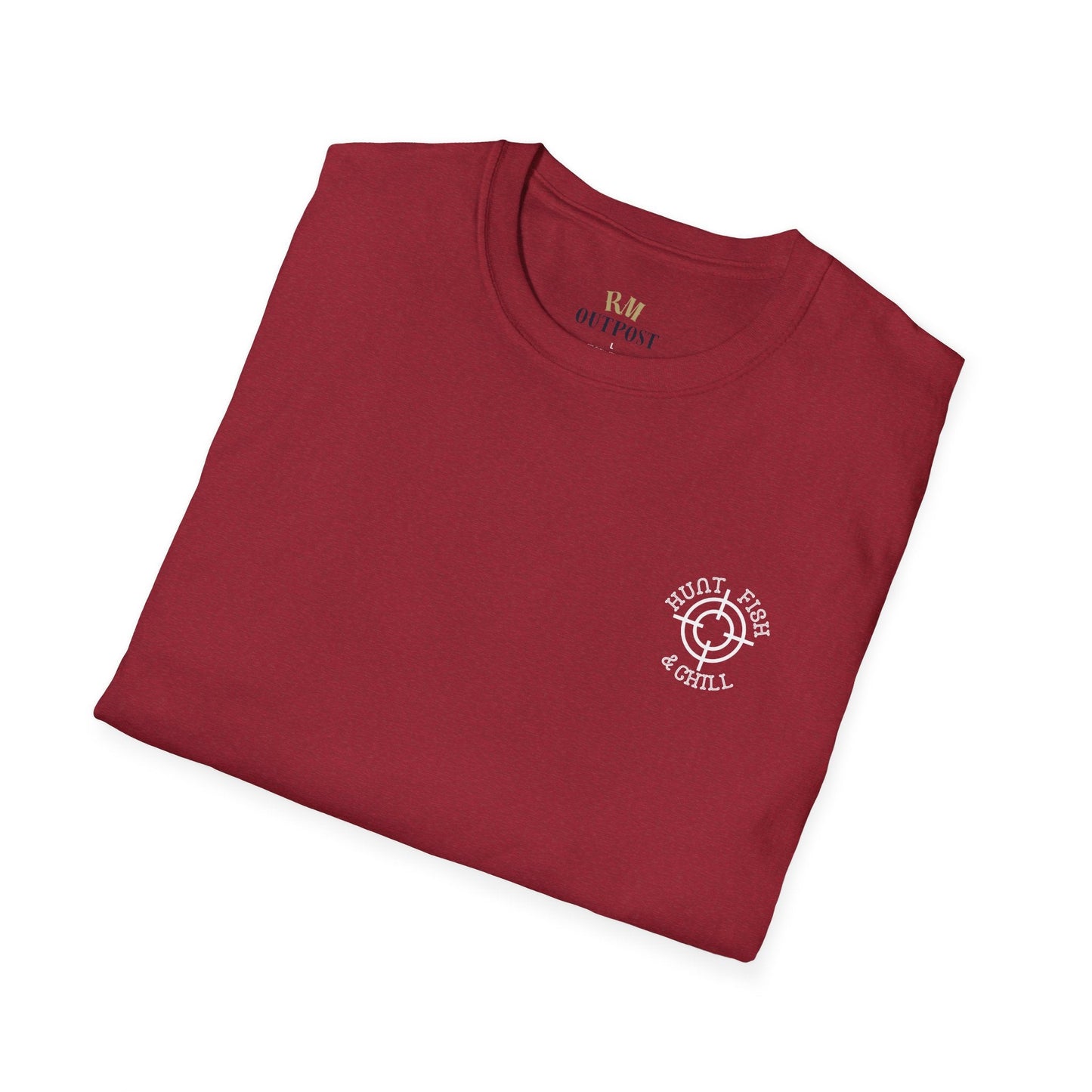 Hunt Fish & Chill T-Shirt White Logo – Premium Outdoors Badge Tee | Camping, Fishing, Hunting Apparel – Antique Cherry Red T-Shirt for Adventure Clothing (56 view)