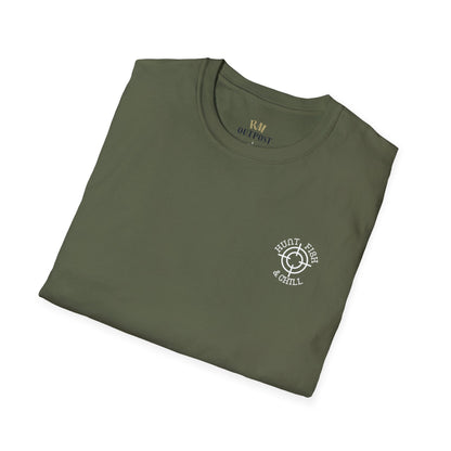 Hunt Fish & Chill T-Shirt White Logo – Premium Outdoors Badge Tee | Camping, Fishing, Hunting Apparel – Military Green T-Shirt for Adventure Clothing (16 view)
